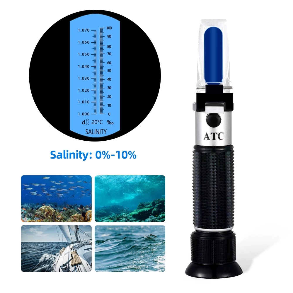 Aquarium Marine Salt - Refraktometer Salinitas 0-10% 1.000-1.070SG Salometer Optik
